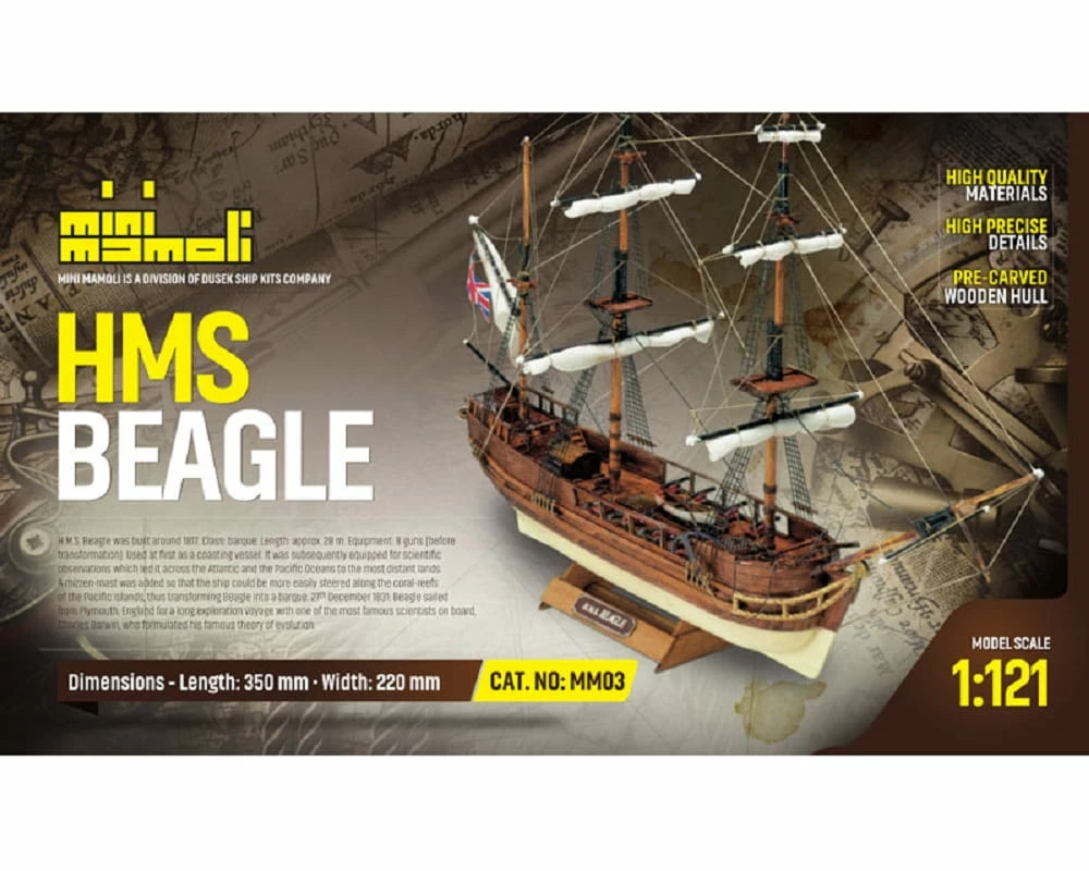 Mini Mamoli Schiff HMS Beagle 1:121 Holz Bausatz 1 Mini Mamoli Schiff HMS Beagle 1:121 Holz Bausatz
