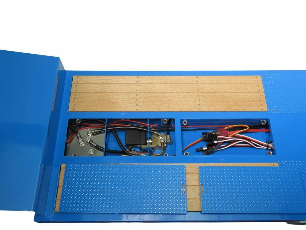 Lesu 1:14 Tieflader Auflieger 3-Achs RTR Blau M. Hydraulik Rampen – Bild 5