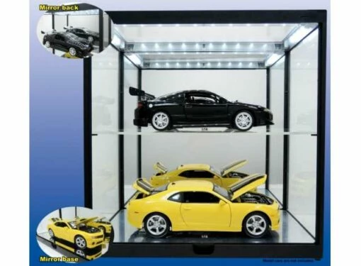 Modellauto Vitrine 1:18 LED Beleuchtet Spiegelboden Schwarz -D-Edition Verkäufe Modellauto Vitrine LED Beleuchtet HW T9187820MBK 1