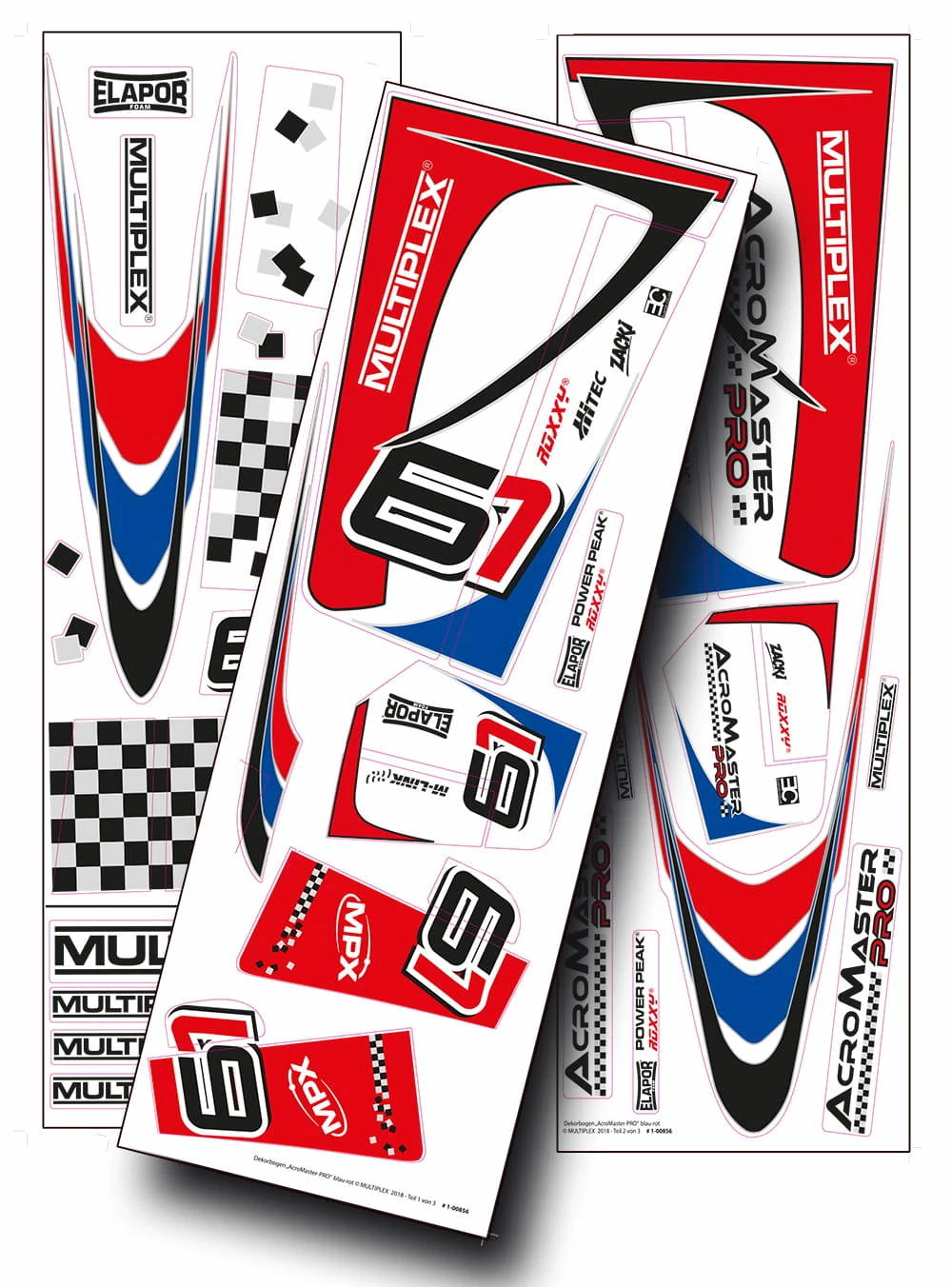 Multiplex Dekorbogen Acromaster Pro, Blau-rot 1 Multiplex Dekorbogen Acromaster Pro, Blau-rot