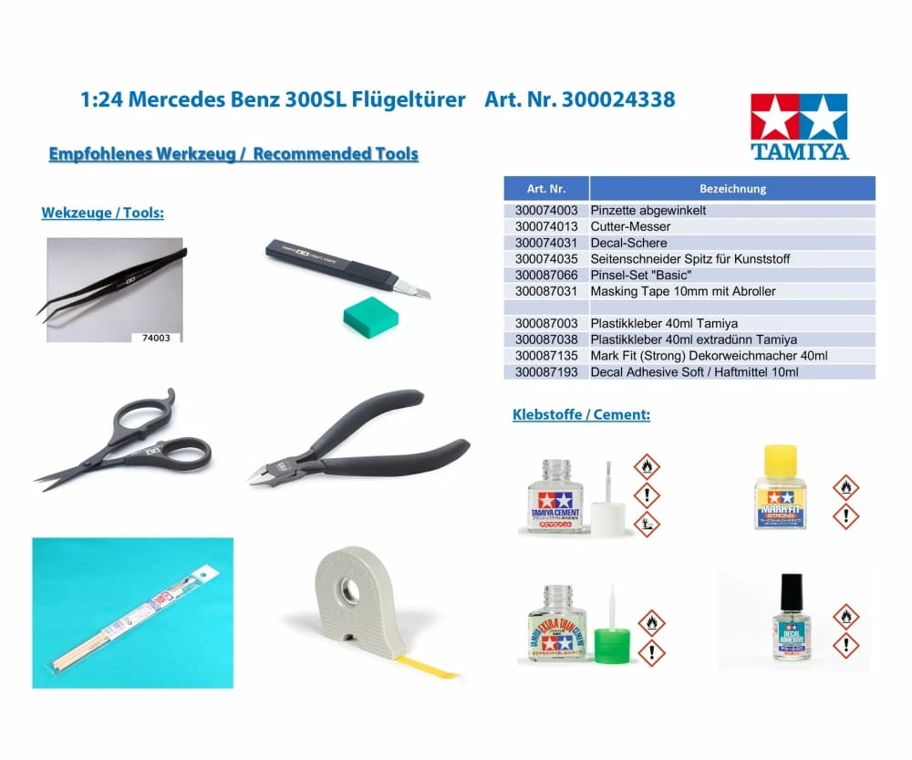 Tamiya Mercedes Benz 300SL Flügeltürer 1:24 Platik Modellbau Auto Bausatz 4 Tamiya Mercedes Benz 300SL Flügeltürer 1:24 Platik Modellbau Auto Bausatz – Bild 4